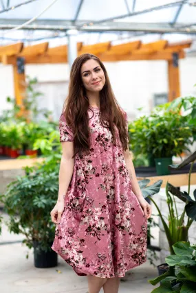 April Dress Blush Velvet Foral
