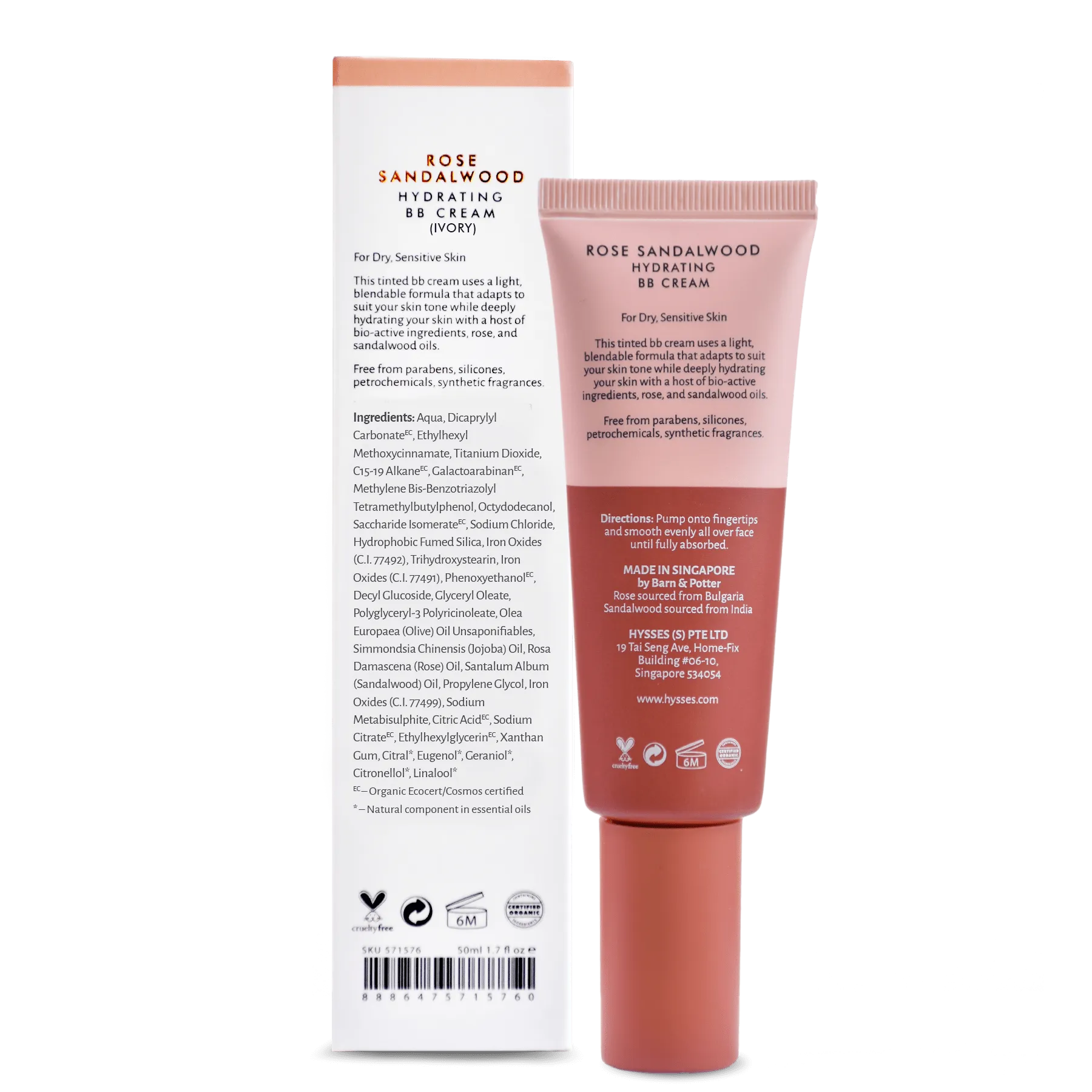 Hydrating BB Cream Rose Sandalwood SPF20, Ivory